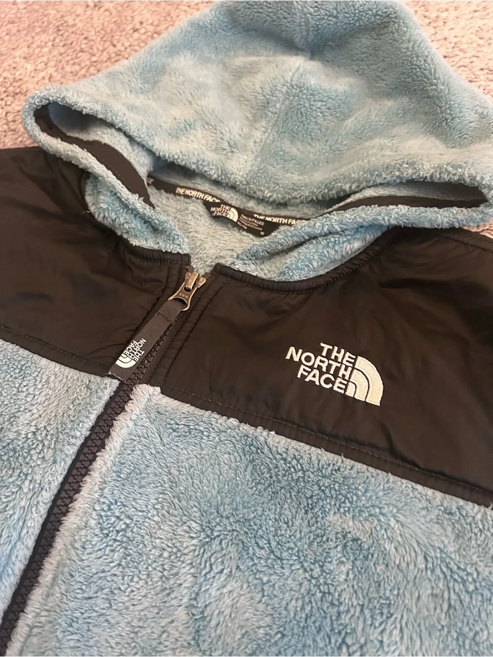 The North Face Girls Blue Teal Oso Full Zip Hooded Fleece Jacket X-Large (18)